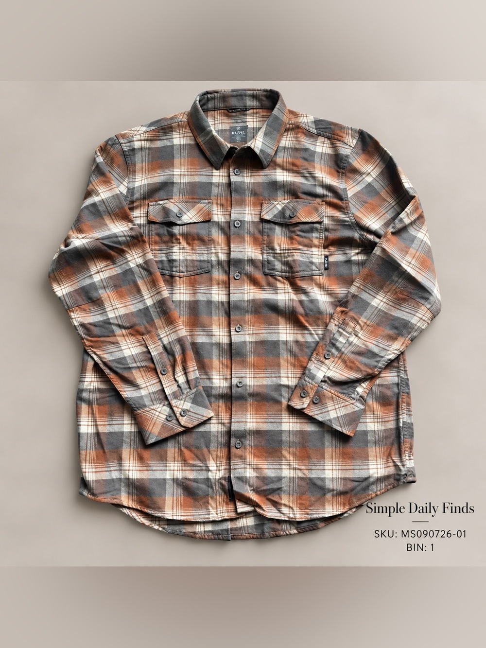 KUIU Field Flannel Shirt Men’s XXLT 2XL Tall Brown Plaid Cotton Wool NWOT